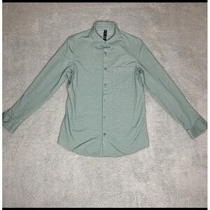 Lululemon Top Women XS Sage Green Long Sleeve Button Down‎ Collared Shirt